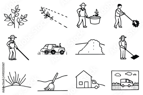 Farming Process Stages for Harvesting Display