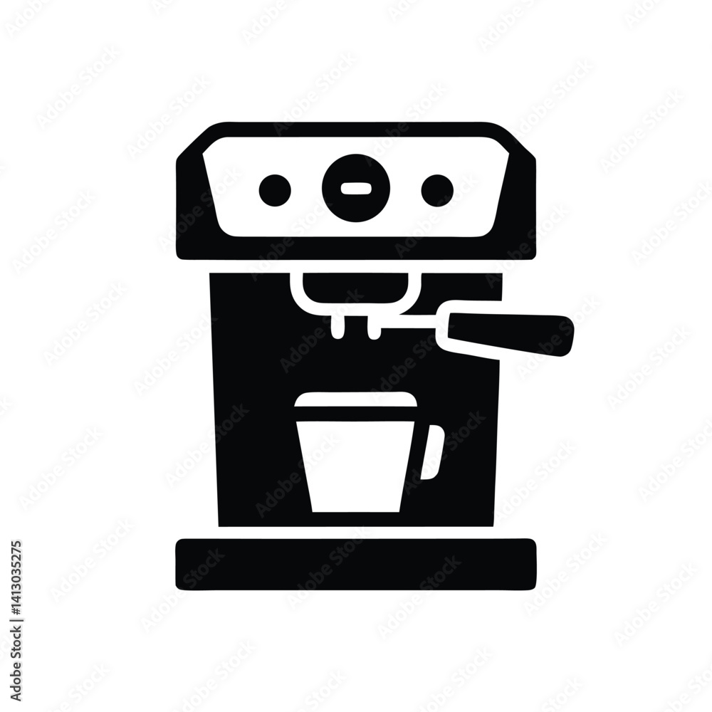 Coffee Machine Symbol Icon in Black with Transparent Background Coffee Machine Symbol Icon in Black with Transparent Background