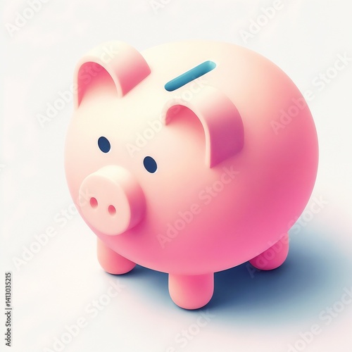 Cute pastel pink piggy bank on a light background for saving money, financial planning, and personal finance concept