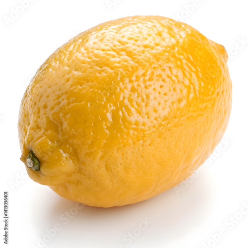 Whole Lemon with Bumpy Texture on White Background