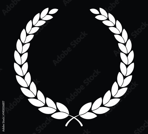 Circular laurel leaves design use for winner trophy on black background