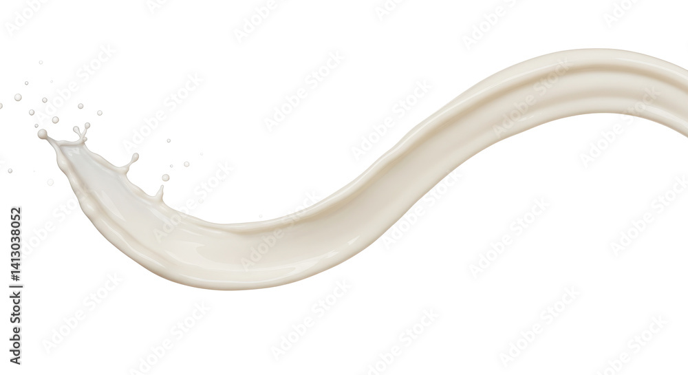 A creamy white liquid splashing and swirling against a stark black background in a dynamic composition A creamy white liquid splashing and swirling against a stark black background in a dynamic composition