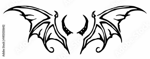 black and white svg vector, Halloween evil wings icon

