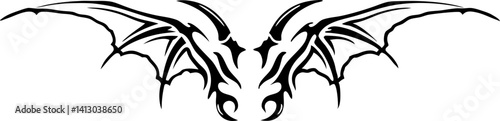 black and white svg vector, Halloween evil wings icon

