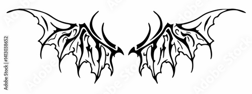 black and white svg vector, Halloween evil wings icon

