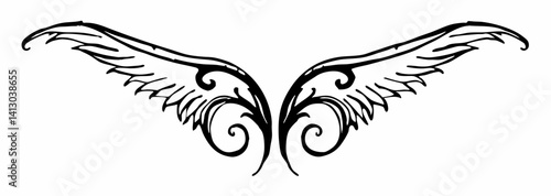 black and white svg vector, Halloween angel wings icon