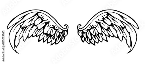 black and white svg vector, Halloween angel wings icon