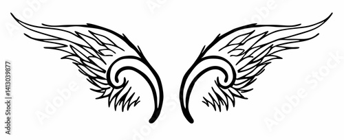 black and white svg vector, Halloween angel wings icon