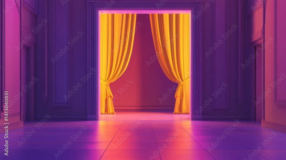 The concept of Exit-Intent Popups in bold violet and golden mustard colors The concept of Exit-Intent Popups in bold violet and golden mustard colors