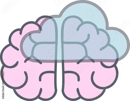 Simple Brain Fog Illustration with Cloudy Head Concept