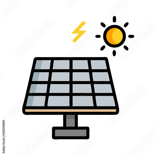 Solar Panel Icon – Renewable Energy Symbol, Sustainable Power Source