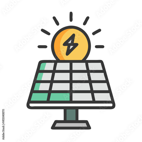 Solar Panel Icon – Renewable Energy Symbol, Sustainable Power Source