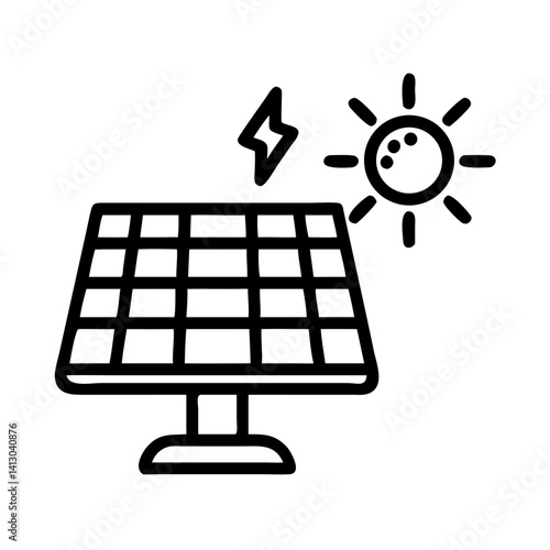 Solar Panel Icon – Renewable Energy Symbol, Sustainable Power Source
