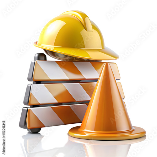 3D render under construction icon isolated on transparent background  
