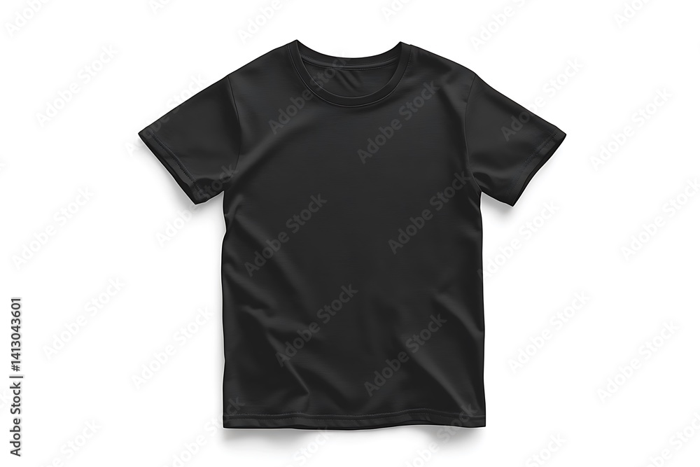 Fitted Black T-Shirt with Folded Short Sleeves Fitted Black T-Shirt with Folded Short Sleeves