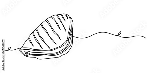 Fruit Turnovers continuous one line drawing, apple turnover sweet food line icon vector. apple turnover sweet food sign. isolated contour symbol black illustration, minimalist style pro concept.