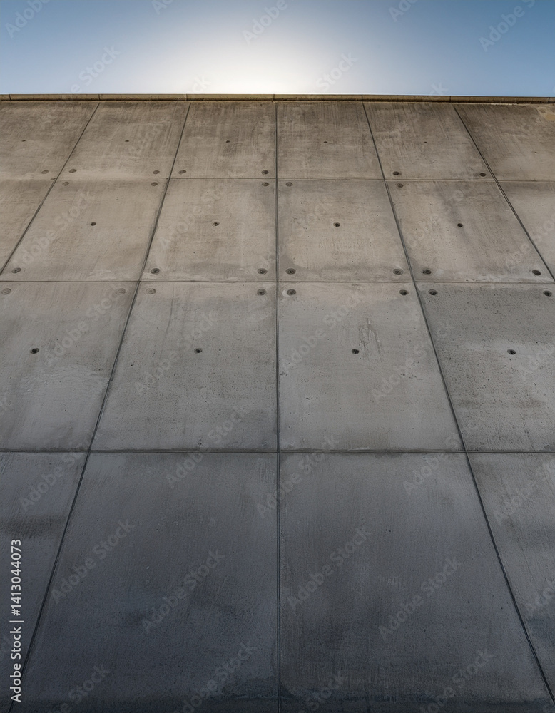 Fototapeta premium A smooth, minimalist concrete wall provides a clean and modern backdrop, suggesting simplicity and industrial design with its stark texture and neutral tone.