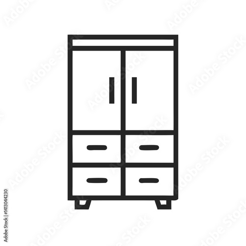 Tall Cabinet Icon Representing Kitchen or Utility