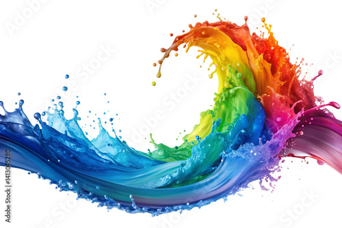 Rainbow wave. Colorful paint splash isolated on white background