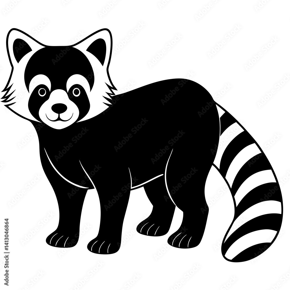 Fototapeta premium Animal Red Panda silhouette vector illustrator 