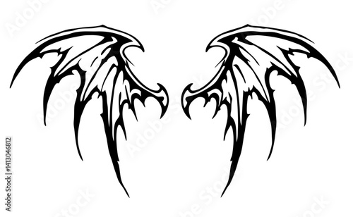 black and white svg vector, Halloween evil wings icon

