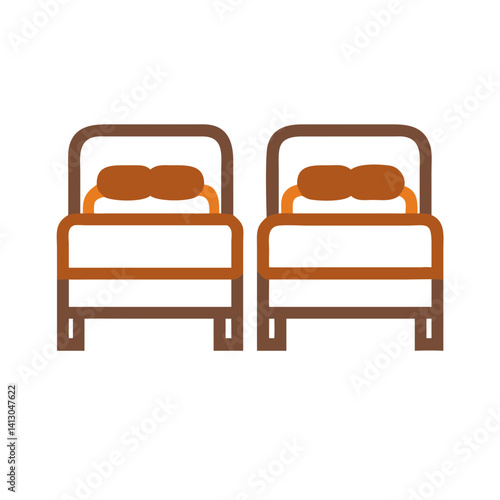 Twin Beds Icon Representing Shared Room Arrangement and Sleeping Setup