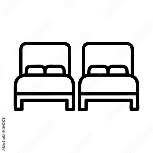 Twin Beds Icon Representing Shared Room Arrangement and Sleeping Setup