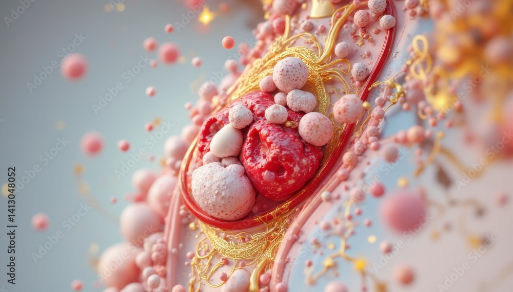Dynamic microscopic visualization of cellular structures laboratory setting 3d render scientific exploration abstract concept Dynamic microscopic visualization of cellular structures laboratory setting 3d render scientific exploration abstract concept