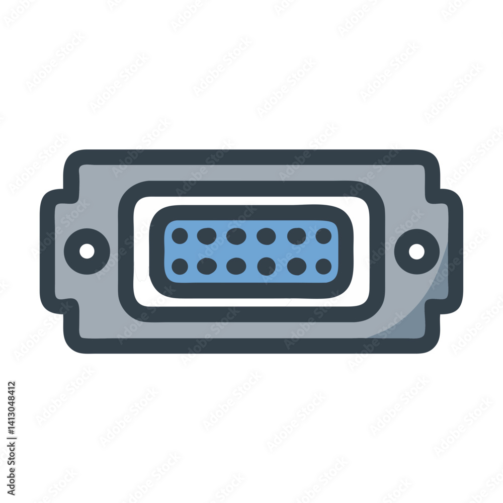 Fototapeta premium VGA Connector Icon Representing Video Display Port and Analogue Signal Interface