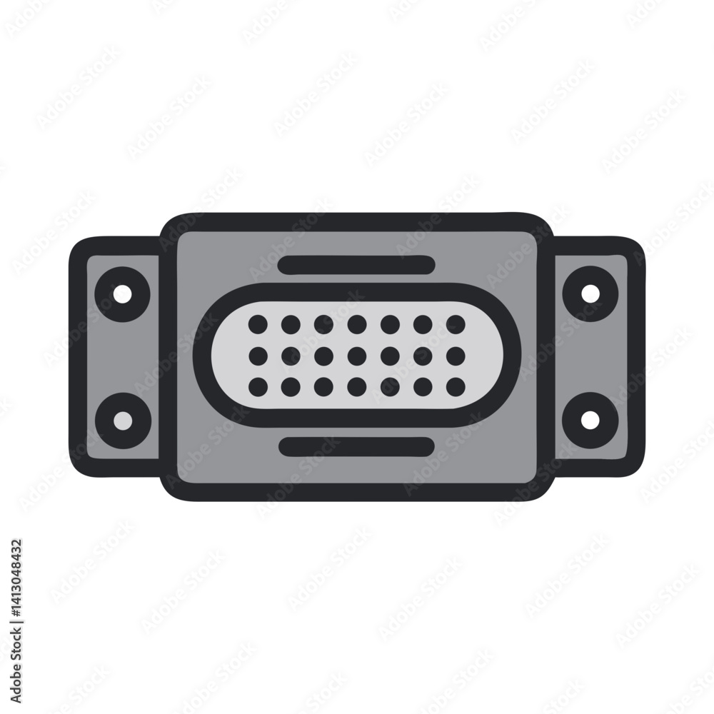 Fototapeta premium VGA Connector Icon Representing Video Display Port and Analogue Signal Interface