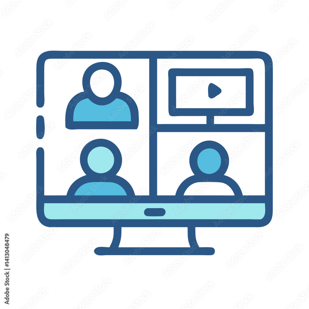 Video Conference Icon Representing Online Meeting and Virtual Communication Video Conference Icon Representing Online Meeting and Virtual Communication