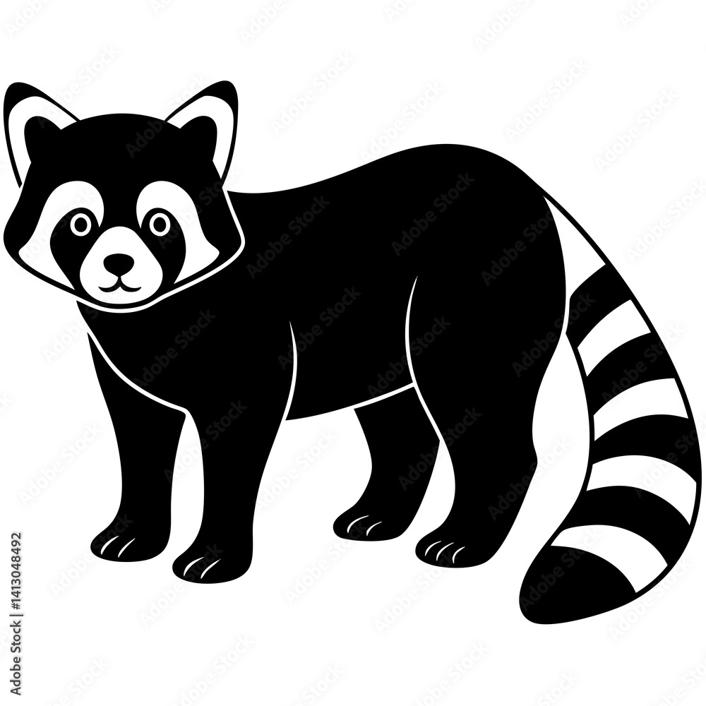 Fototapeta premium Animal Red Panda silhouette vector illustrator 