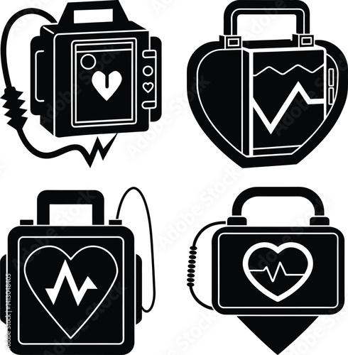 Defibrillator silhouette vector