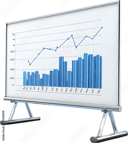 An isolated business presentation board on white background, vector, png