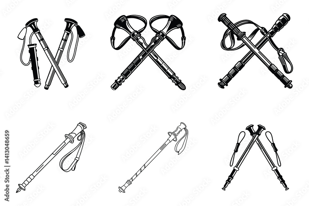 Naklejka premium Folding Trekking Pole Svg