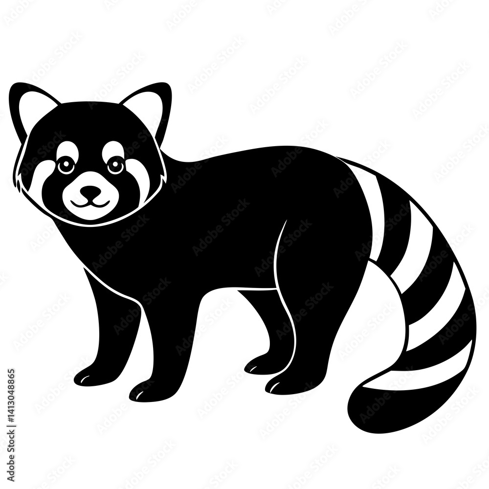 Naklejka premium Animal Red Panda silhouette vector illustrator