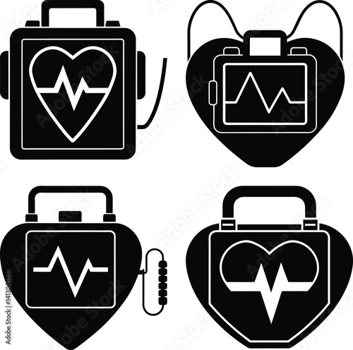 Defibrillator silhouette vector