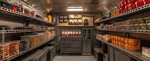 Well-stocked pantry with various food supplies