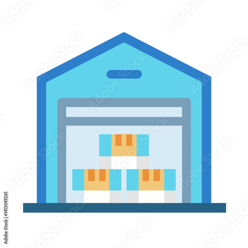 Warehouse Building Icon Representing Storage Facility and Logistics Hub