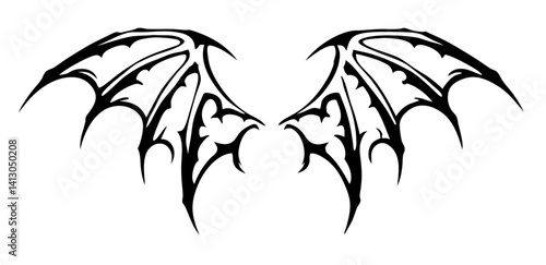 black and white svg vector, Halloween evil wings icon


