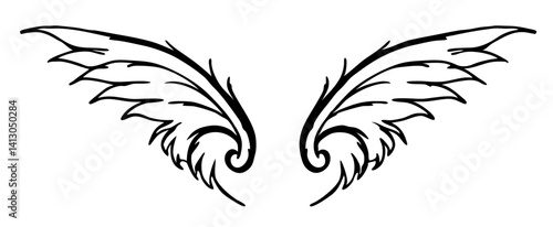 black and white svg vector, Halloween angel wings icon