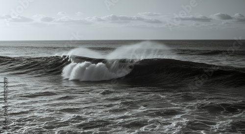 Wallpaper Mural Ocean Wave: Monochromatic Seascape of a Breaking Wave Torontodigital.ca