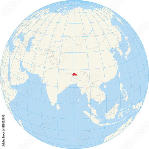 Locator map showing the location of Bhutan