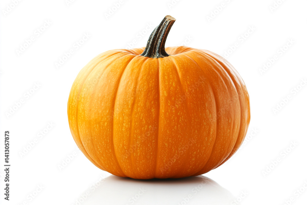 Obraz premium Single ripe orange pumpkin isolated on white background