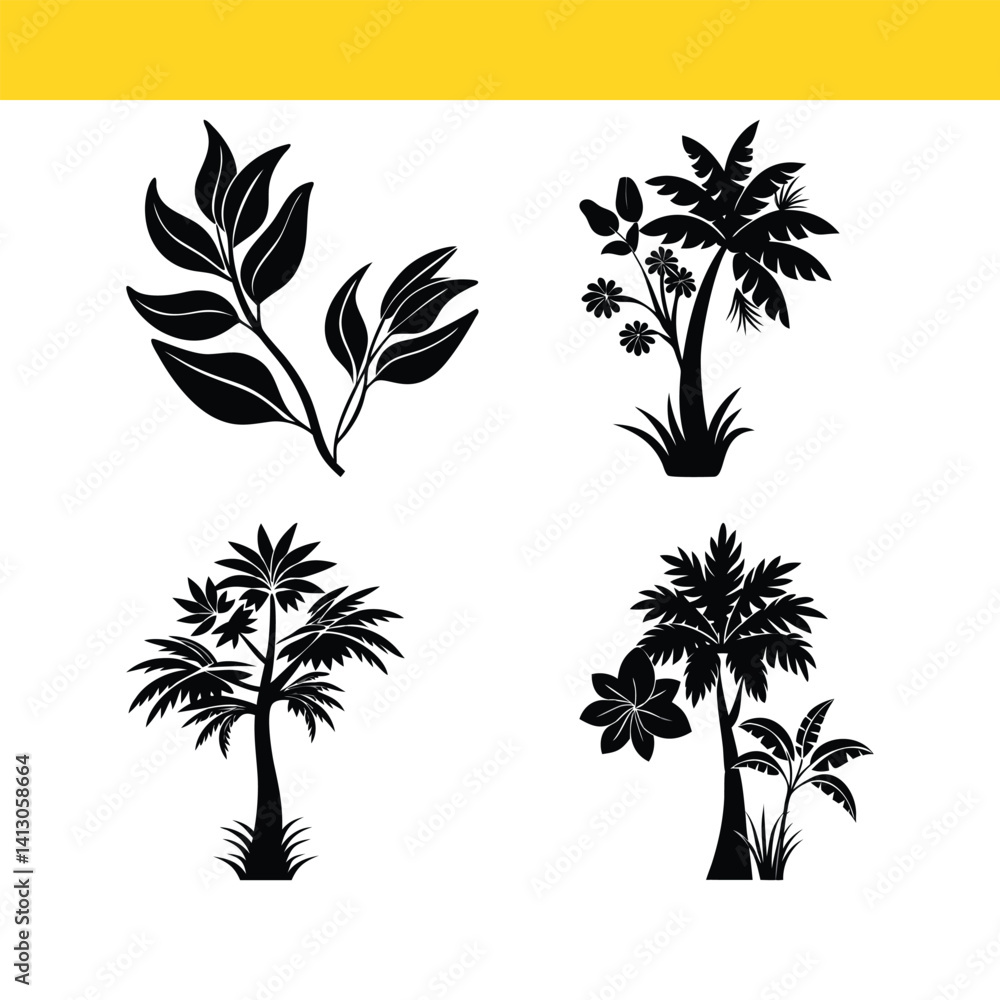 Obraz premium Tree Silhouette Vector Bundle | Nature, Forest & Botanical Elements Pack