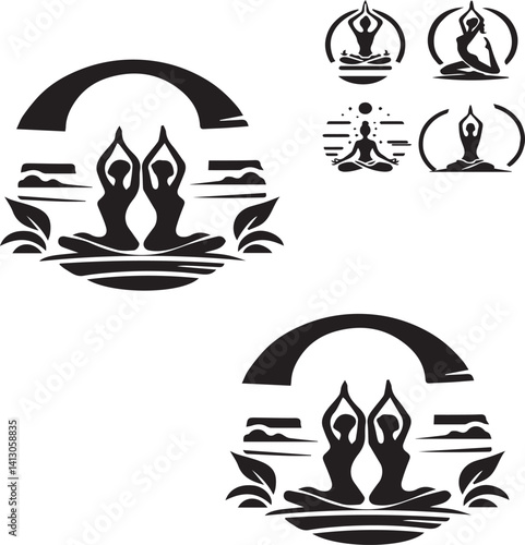 yoga set vector yoga day special poster banner