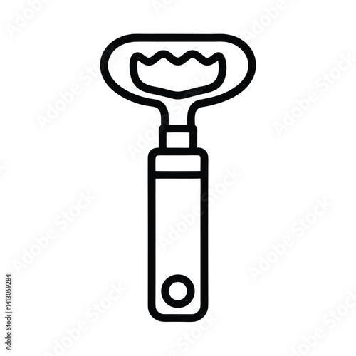 Simple Bottle Opener Icon with Black Outline and Transparent Background, Minimalist Style