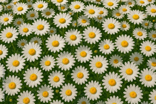 Bright Field of Daisies Blooming in Spring Sunshine Showcasing Natures Beauty...