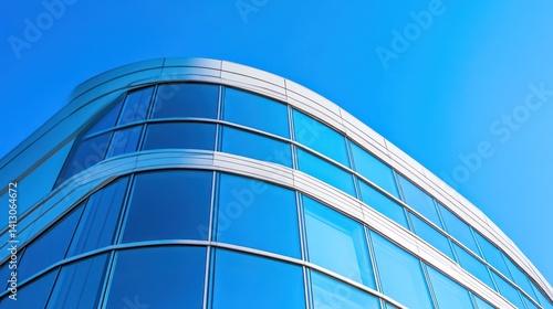 Modern building facade against clear sky. Possible use Architecture stock image