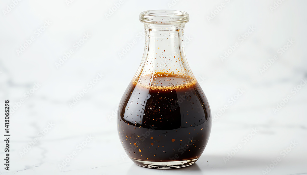 A close-up image of a glass bottle filled with dark sauce. The rich texture and color emphasize its culinary versatility and appeal in various dishes. A close-up image of a glass bottle filled with dark sauce. The rich texture and color emphasize its culinary versatility and appeal in various dishes.